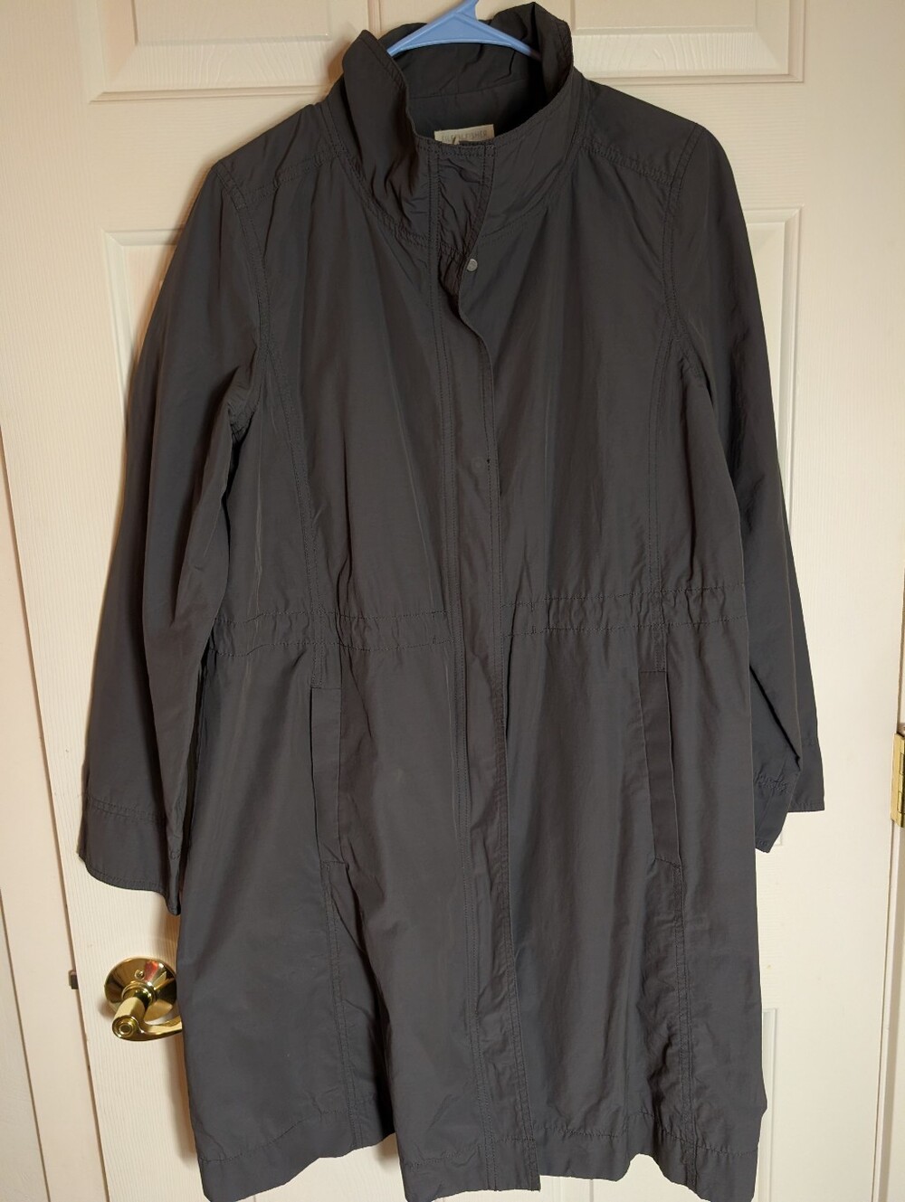 Eileen Fisher Anorak Jacket Charcoal Cotton Nylon standing collar- Medium